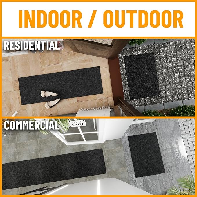 Ottomanson Commercial Scrape Rib Entry Mat – Heavy Duty Ribbed Floor Mat for High Traffic – Non Slip Rubber Back, Waterproof – Indoor Outdoor Use for Offices, Schools, Lobbies, 2' x 51', Black