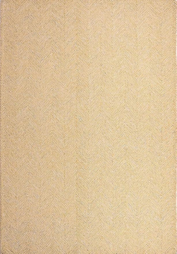 Modern Herringbone Chevron Collection Handcrafted Wool Area Rug - Durable, Zigzag Pattern, for High Traffic, Contemporary Design for Living Room, Bedroom, Dining Room Decor (Butter Yellow, 10' x 10')