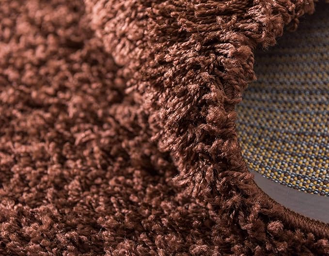 Unique Loom Solid Shag Collection Area Rug (5' 3" x 8' Rectangle, Chocolate Brown)
