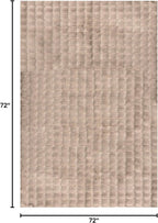 Nuloom Jeni Taupe, 6' Square, Solid Faux Rabbit, Fluffy and Cozy, High Traffic, Stain Resistant, Easy Clean, Durable Washable Area Rug for Bedroom, Living Room, Dining, Den, Foyer, Entryway