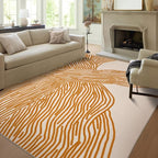 YIHOUSE Orange Rug for Living Room, 6×9 Modern Abstract Area Rug, Geometric Contemporary Wave Striped Rugs for Playroom Nursery, Washable Nonslip Large Rug for Bedroom Dining Room