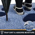 PURRUGS Dirt Trapping Door mat 20" x 31.5", Non-Skid/Slip Machine Washable Microfiber Entryway Rug, Dog Door Mat, Super Absorbent Welcome Mat for Muddy Wet Shoes and Paws, Light Blue