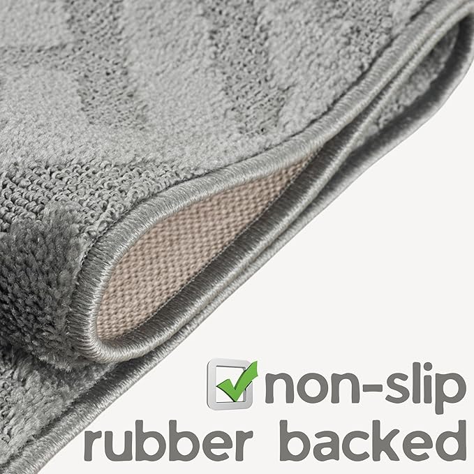 12ft Custom Hallway Rug - Deco Grey | Non-Slip Rubber Backed | Washable & Pet Friendly | Edge Bound