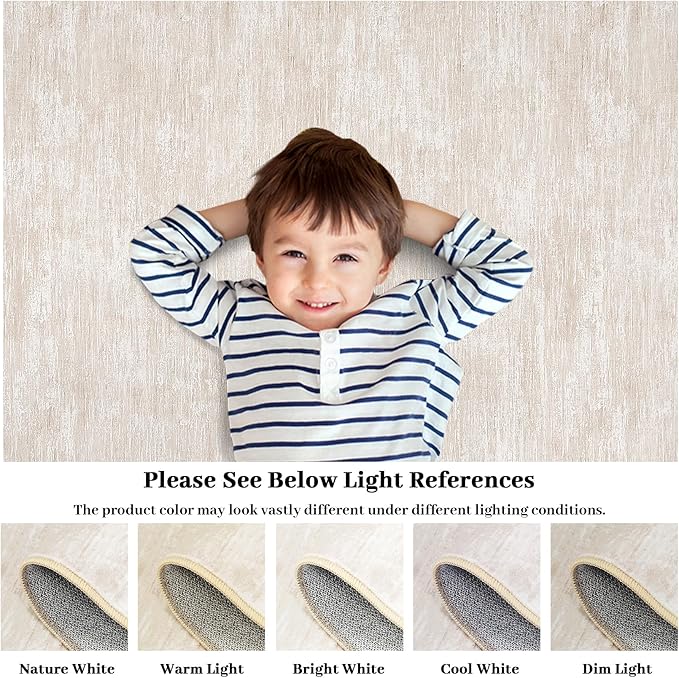 RUGSREAL 2x6 Runner Rug Washable Kitchen Runner Rug Modern Abstract Runner Mat for Hallway Contemporary Solid Rug Non-Slip Foldable Aesthetic Accent Floor Carpet for Living Room Bedroom, Beige
