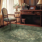 jinchan Green 4x6 Area Rugs Vintage Floral Design - Machine Washable Distressed Soft Ultra-Thin Low-Pile Non-Slip Carpet for Entryway Kitchen Bedroom Nursery Living Room Dining Room (4x6ft,Green)