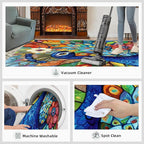 Boho Peacock Rug Small - 2x3 Rug, Colorful Peacock Washable Rugs for Living Room, Teal Turquoise Carpet, Modern Style Non-Slip Area Rugs for Bedroom, Aesthetics Carpet - Peafowl Home Decor & Gifts