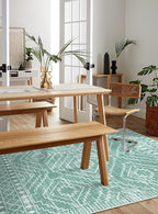 Wonnitar Moroccan Area Rugs 4x6, Sage Green Boho Rug for Bedroom, Washable Ultra-Thin Living Room Throw Mat, Farmhouse Geometric Soft Print Carpet for Nursery Bathroom Kitchen (Mint Green,4'x6')