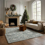 Washable Area Rugs 5'x7' Non-Slip Vintage Boho Distressed Fade Resistant Low Pile Carpet for High-Traffic Living Room, Bedroom & Dining Room
