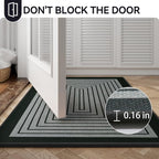 Front Door Mat 17''x30'', Absorbent Muddy Dirt Resist Washable Non Slip Low-Profile Indoor Doormat, Easy Clean Welcome Entryway Door Mats, Grey