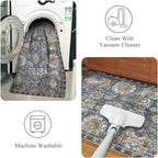 RUGSURE Washable Area Rugs - Perfect for Living Room, Bedroom, Kids Room, Nursery - Stain & Water Resistant Non-Slip, Pet & Child Friendly, Vintage Tribal Area Rugs (Navy, 6' x 9')