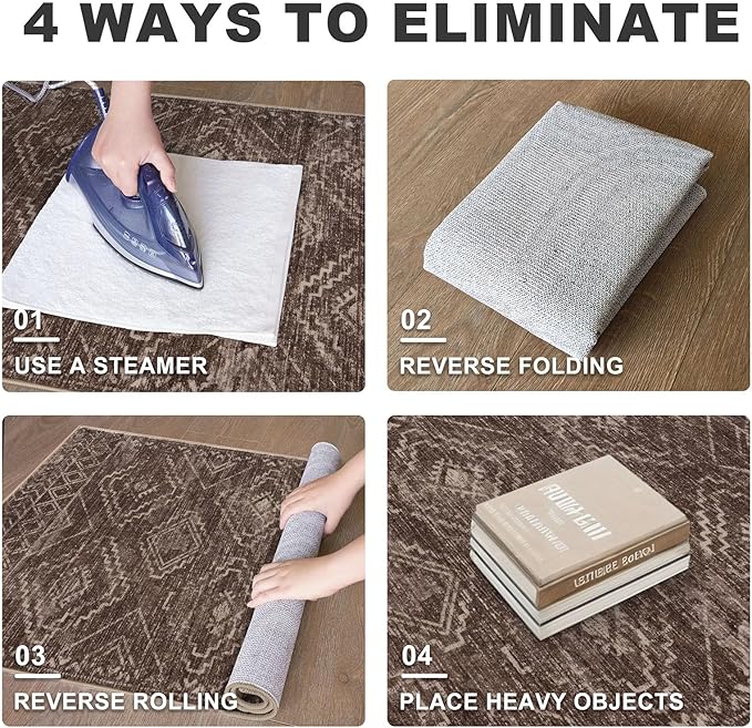 KILOCOCO Boho Kitchen Runner Rug 2x6 Washable Runner Rug, Soft Runners for Hallways Non Slip Printed Distressed Laundry Room Rug, Low-Pile Rug for Entryway/Bedroom/Living Room, Rust Red