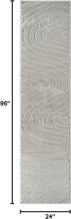 LUXE WEAVERS Modern Geometric Wave Gray 2x8 Area Rug