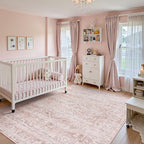 Lahome Pink Rugs for Bedroom Girls,Cute Nursery Rug Boho Area Rugs 5x7,Floral Living Room Rug Carpet Ultra-Thin Soft Washable, Kids Rugs for Playroom Baby Room Decor Dorm (Pink, 5'X7')