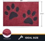 PURRUGS Dirt Trapping Door Mat 33.5" x 59", Non-Skid/Slip Machine Washable Microfiber Entryway Rug, Dog Doormat, Super Absorbent Welcome Mat for Muddy Wet Shoes and Paws, Burgundy Red