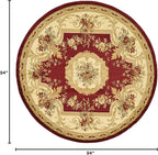 Unique Loom Versailles Collection Traditional Classic Floral Motif Area Rug (8' 0 x 8' 0 Round, Burgundy/ Ivory)