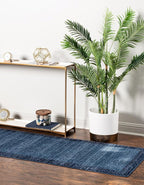 Rugs.com Angelica Collection Rug – 6 Ft Runner Navy Blue Medium-Pile Rug Perfect for Hallways, Entryways