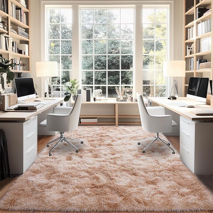 Upgrade Non-Slip Plush Rugs for Living Room, Soft Shaggy Carpets for Living Room, Fuzzy Rugs for Kids' Room, Perfect Decor for Modern Home Tie Dye Beige 8x10Feet
