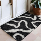 Rugshop Abstract Wavy Shag Area Rug Anthracite Dark Gray 2' x 3' Ideal for Entryways, Kitchens, or Small Spaces