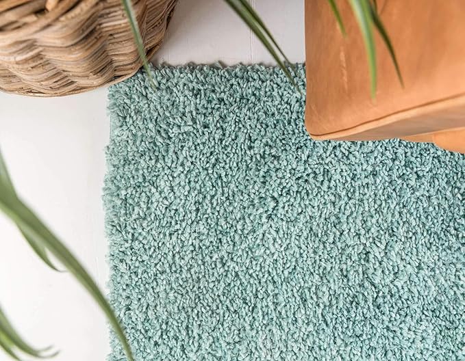 Unique Loom Davos Shag Collection Area Rug - Solid (2' 7" x 13' 1" Runner, Aqua)