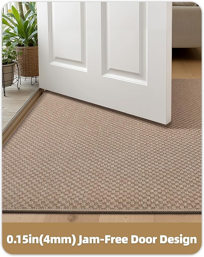 Color&Geometry Large Front Door Mat Indoor Entrance Non Slip Rubber Backed, 36"x56" Indoor Door Mats for Entryway, Dirt Trapper Double Doormat, Washable Front Door Rugs, Khaki (Rolled-up NO Creases)