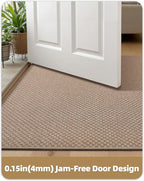 Color&Geometry Thin Front Door Mat Indoor Entrance Non Slip Rubber Backed, 17.5"x30" Indoor Door Mats for Entryway, Dirt Trapper Doormat Washable Front Door Rugs, Khaki (Rolled-up NO Creases)