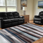 4x6 Abstract Rug for Entryway, Modern Stripe Washable Indoor Entry Way Area Rugs, Soft Non-Slip Door Mat Floor Carpet for Dining Room Kitchen Bedroom - Blue/Brown/Multi