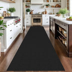 IOHOUZE Washable Exrea Long Hallway Runner Rug 3x14 Non Slip Rubber Backed Kitchen Runner Entryway Runner Indoor, Woven Rugs Floor Carpet for Kitchen Hall Entryway Stair,Black/Grey