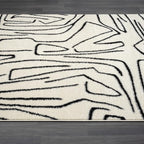 Abani Abstract Beige/Black Area Rug - 4'x6' - Modern Animal/Natural Lines Design - Deco Collection - Easy to Clean - Durable for High Traffic Areas - Bedroom, Office & Kitchen - Medium Pile