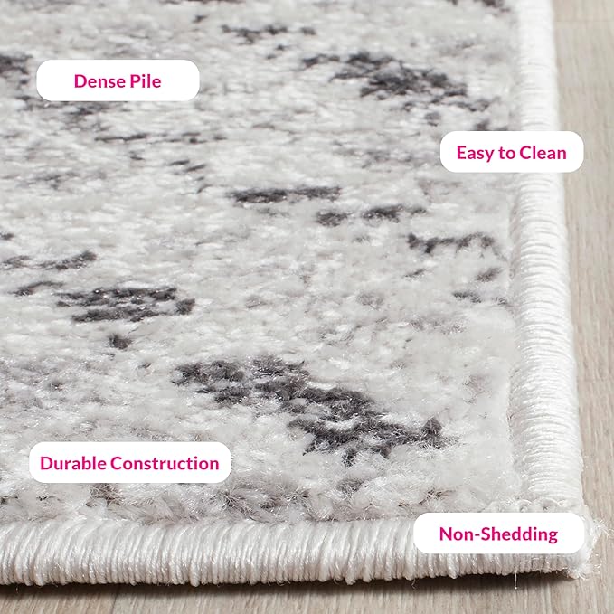 SAFAVIEH Adirondack Collection Area Rug - 6' x 9', Ivory & Charcoal, Chevron Design, Non-Shedding & Easy Care, Ideal for High Traffic Areas in Living Room, Bedroom (ADR104N)