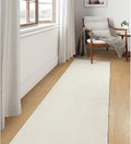 Collive Long Hallway Runner - 2.6' x 10', Washable Indoor Entryway Rug, White/Beige Braided Woven Kitchen Rug for Laundry Room Bedroom Doorway