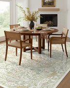 Farmhouse Sage Green Washable Nursery Rug 5x7, Floral Area Rug for Living Room, Bedroom, Dining Room Under Table, Home Office, Low Pile Non Slip Boho Carpet, Soft Cottagecore Botanical Accent Mat