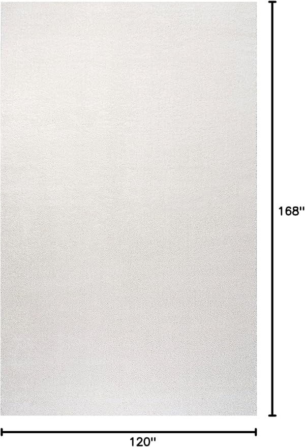 Eyely UES100T-14 Supersoft Haze Solid Low-Pile Indoor Area Rug, Coastal, Bohemian, Minimalist, Classic, Casual for Bedroom,Kitchen,Living Room,Non Shedding,Easy-Washing, Cream, 10 X 14