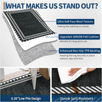 Modern Low Pile Non Slip 5x7 Machine Washable Living Room Area Rug Foldable Modern Geometric Soft Floor Carpet Geometric Bordered Stain Resistant Indoor Rug with Rubber Back, Black