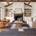 Rugshop Contemporary Blue Geometric Boxes Non-Slip Area Rug Non-Shedding for Living Room, Dining Room and Office, 9' x 12'