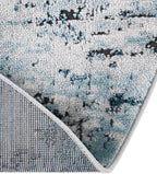 Rugs.com Leipzig Collection Rug – 4 Ft Round Blue Low-Pile Rug Perfect for Kitchens, Dining Rooms