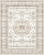 8x10 Area Rug Washable Living Room Carpet Bedroom Rug, Retro Accent Throw Distressed Rug, Easy Cleaning (Cream Beige)