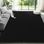 Large Modern Area Rugs for Living Room Bedroom, 7x10 Feet Black Ultra Soft Solid Thickened Memory Foam Indoor Minimalist Carpets, Non-Slip Comfy Rugs for Boys Girls Nursery Kids Room Home Décor