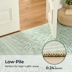 WITSHOCK 6x9 Washable Rug for Living Room,Modern Floral Distress Print Pattern Area Rugs,Stain Resistant with Non Slip Backing Carpet for Dining Room,Bedroom & Home Decor,Green/Light Green