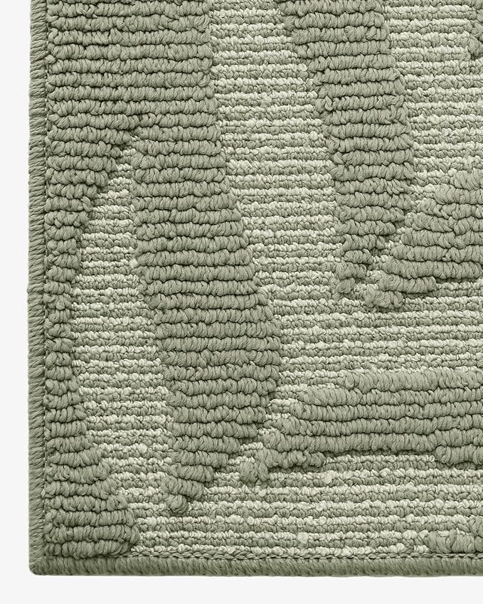 LUMI Front Door Mat Indoor Entrance 36"x60", Low Profile Welcome Mat, Non-Slip Washable Doormat with Rubber Backing for Entrance, Patio, Garage, Green