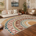 Colorful Geometric Sun Rug, Sun Pattern Rug, Geometric Area Rugs, Colorful Abstract Rugs, Washable Boho Carpet for Living Room, Bedroom, Dining Room, Office (8' x 11'(Rectangular))