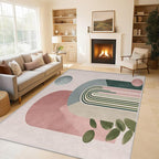 Mid Century Modern Rugs for Home Decor, 7x9 ft, Boho Abstract Geometry Area Rugs for Living Room, Soft Non Slip Washable Minimalist Arched Carpet Bedroom Decorations Dt-Ghf-19