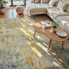 Ompaa Living Room Rug 8x10 Beige Area Rugs Machine Washable Abstract Boho Large Carpet Non-Slip Non-Shedding Faux Wool Indoor Vintage Rug for Bedroom, Classroom, Dining Room, Kids Playroom