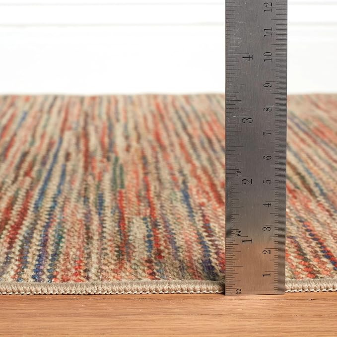 Dash & Albert Clay Multi Machine Washable Rug, 3 X 5 Feet, Multi Stripe Pattern