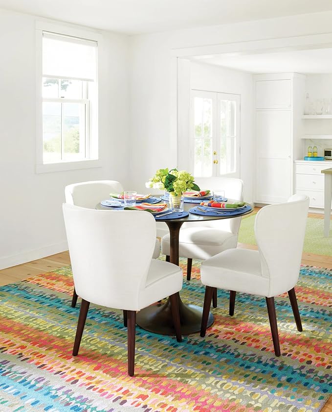 Dash & Albert Paint Chip Stone Hand Micro Hooked Wool Rug, 7.5 X 9.5 Feet, Multicolored Geometric Pattern