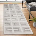 ReaLife Rugs Machine Washable Area Rug Runner - Living Room Bedroom Bathroom Kitchen Entryway Office - Non-Slip Baking Low Pile Stain Resistant Premium - Modern Geometric - Remi - Beige 2'6" x 8'