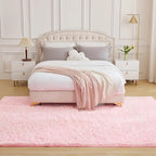 Andency Pink Soft Area Rugs for Living Room Bedroom, 4x6 Fluffy Shaggy Bedside Rug, Non-Slip Large Shag Fuzzy Plush Carpets for Bedroom Kids Dorm Nursery Home Decor Aesthetic