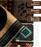 YIHOUSE Rustic Cabin Area Rug 8x10,Machine Washable Lodge Bear Rug,Non-Slip Low Pile Print Pattern Southwestern Rug for Living Room Bedroom