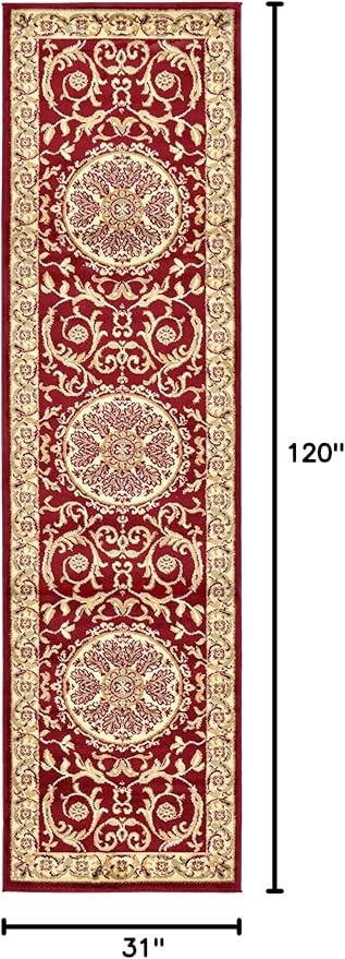 Unique Loom Versailles Collection Traditional Classic Medallion Floral Motif Area Rug (2' 7 x 10' 0 Runner, Burgundy/ Ivory)