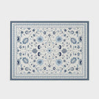 EVERGRACE Area Rugs for Living Room 9x12, Boho Floral Faux Wool Indoor Outdoor Rugs, Washable Rugs for Bedroom Dining Room Entryway Kitchen, Low Pile Floor Mat Carpet for Home Decor, Porcelain Blue