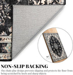 MUJOO Hallway Runner Rug 2'x8' Black,Long Boho Rug Runners Washable Non Slip Carpet for Entryway Kitchen Bathroom Bedside,Vintage Bohemian Distressed Farmhouse Non Slip Carpet,Floral